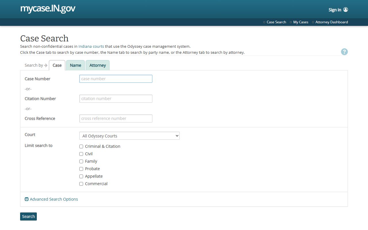 Ohio County court records MyCase public search application