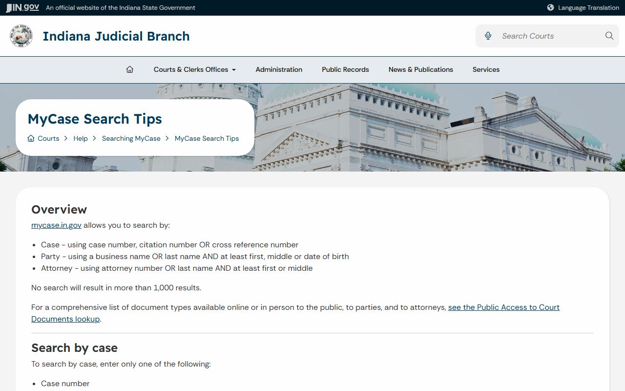 Ohio County court records MyCase search tips