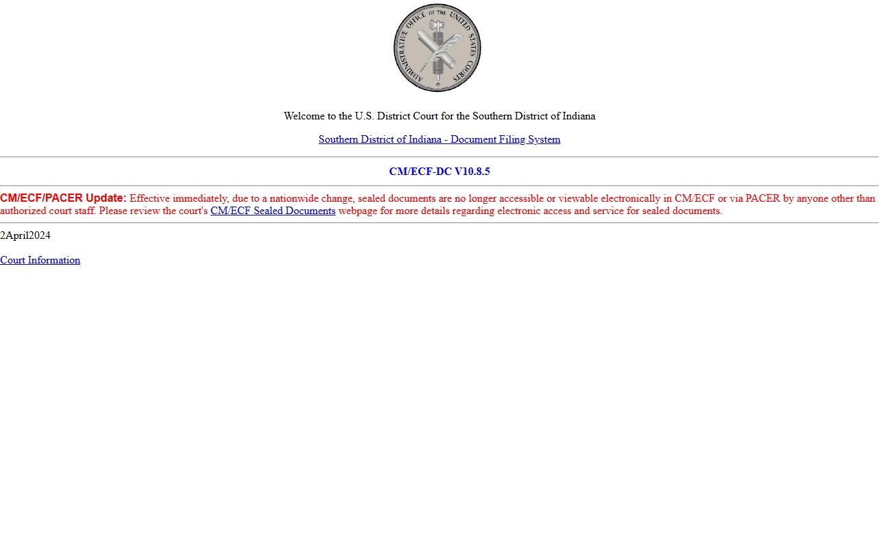 Ohio County criminal court records Southern District CM ECF