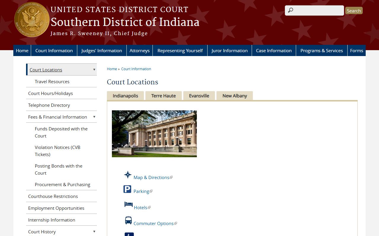 Ohio County Circuit Court records and Southern District of Indiana court locations
