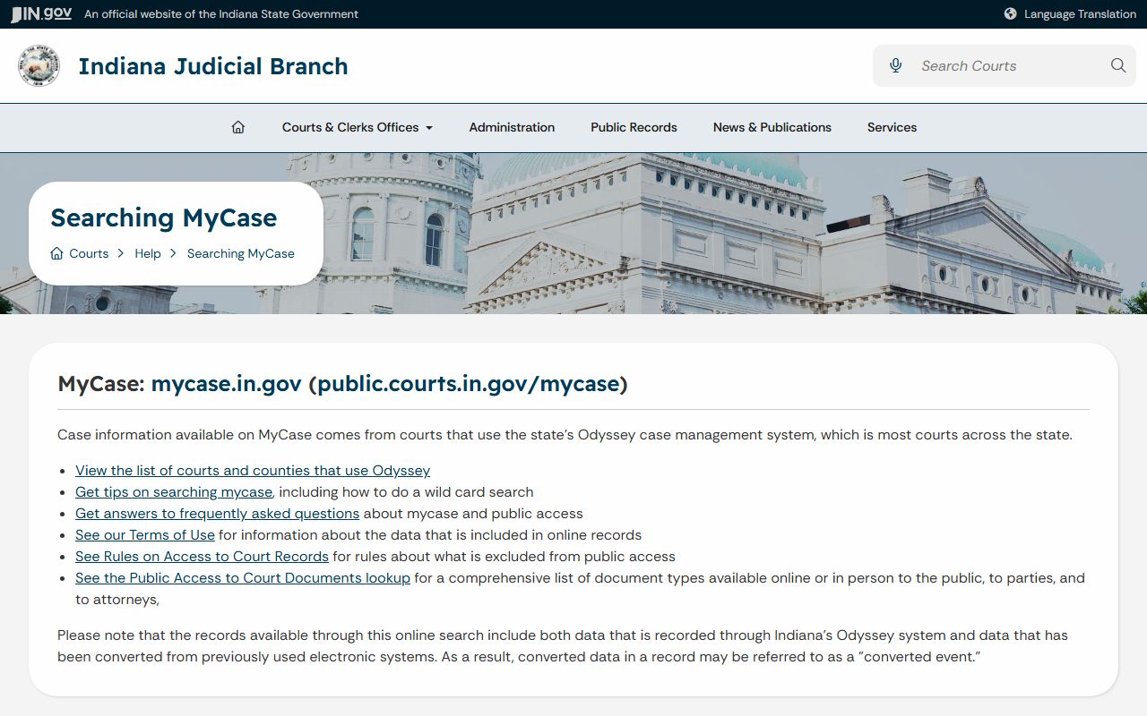 Ohio County warrant records MyCase help page